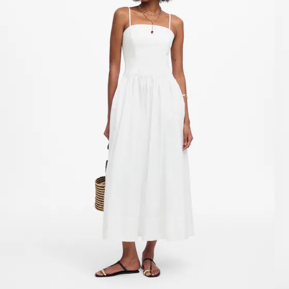 MADEWELL- Petite Poplin Seamed Midi Dress